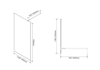 Душевая перегородка Azario Walk-in AZ-251-120-MB-CRF 120 см профиль чёрный матовый стекло рифлёное