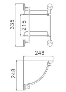 Полка стеклянная угловая Haiba HB1607-2 хром