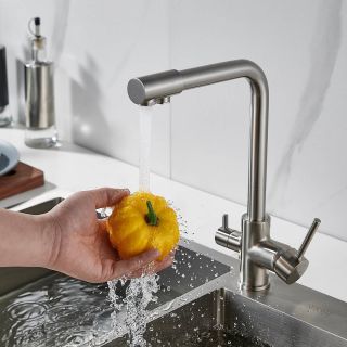 Смеситель для кухни Shevanik S328L с подключением фильтра сатин Смеситель для кухни Shevanik S328L с подключением фильтра сатин