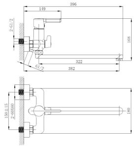 Смеситель для ванны Haiba HB22814-7 чёрный матовый