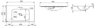 Раковина Am.Pm Bliss M55WPX0801WG 80 см