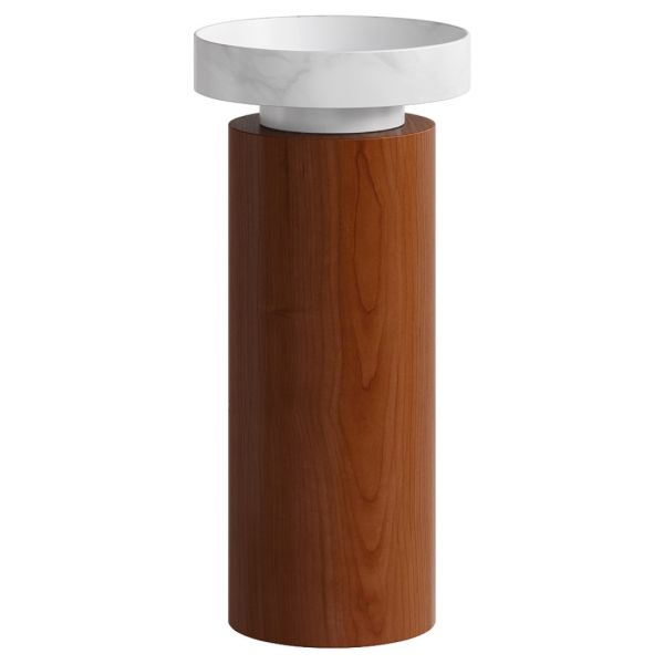Накладная раковина с пьедесталом золото Armadi Art Sole Corian 801-CLCT+801-Base-Rwood Calacatta/красное дерево