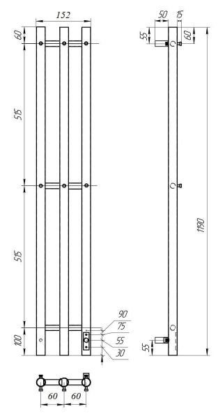 Полотенцесушитель электрический Point Деметра PN12822 П3 12x120см хром