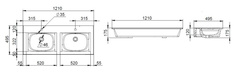 Раковина Am.Pm SPIRIT V2.0 M70AWCD1202WG 120 см Раковина Am.Pm SPIRIT V2.0 M70AWCD1202WG 120 см