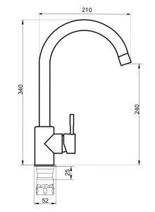 Смеситель для кухни РМС SUS124BL-017F чёрный