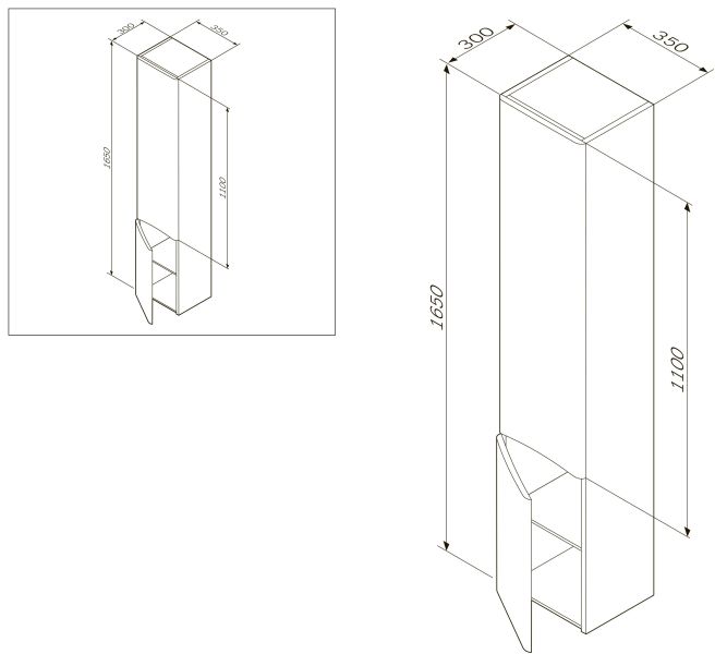 Шкаф Am.pm Like M80CSL0356WG левый 35 см белый