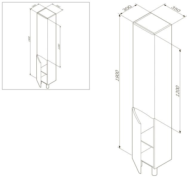 Шкаф Am.pm Like M80CSR0356WG правый 35 см белый