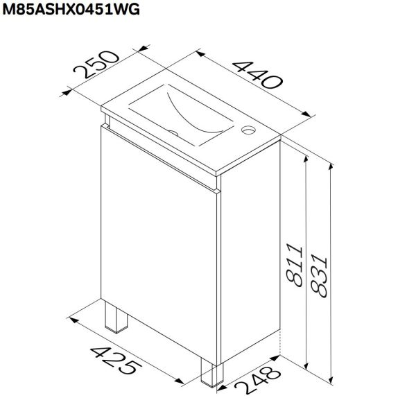 Am.pm X-JOY M85AFSX0451WG тумба под раковину 45 см