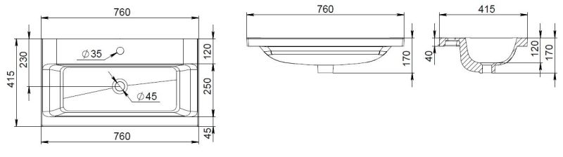 Раковина Am.Pm Gem M90WCC0752WG 75 см