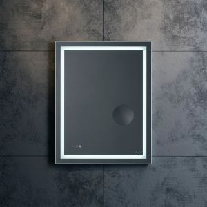 Зеркало Am.Pm Gem M91AMOX0553WG с LED-подсветкой часами и косметическим зеркалом 55 см