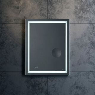 Зеркало Am.Pm Gem M91AMOX0553WG с LED-подсветкой часами и косметическим зеркалом 55 см