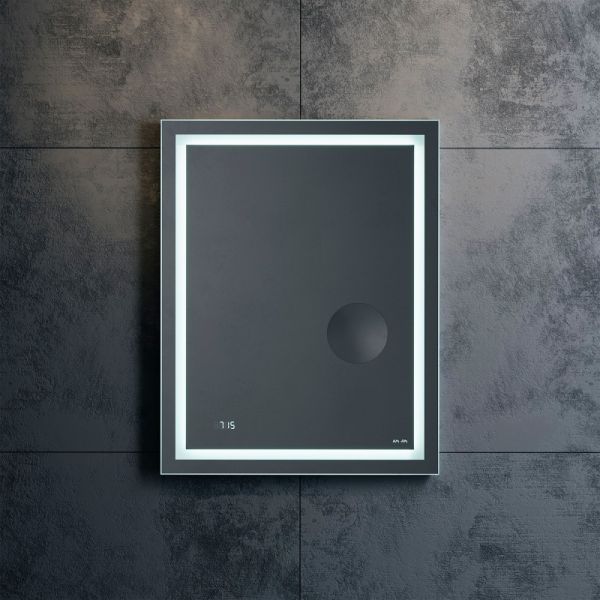 Зеркало Am.Pm Gem M91AMOX0553WG с LED-подсветкой часами и косметическим зеркалом 55 см