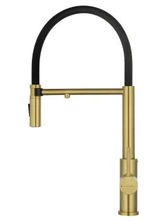 Смеситель для кухни Wonzon & Woghand WW-458027-BG с гибким изливом и подключением фильтра брашированное золото