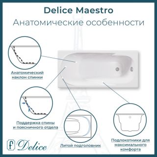 Ванна чугунная Delice Maestro DLR230646R 200х85 с отверстиями под ручки Ванна чугунная Delice Maestro DLR230646R 200х85 с отверстиями под ручки