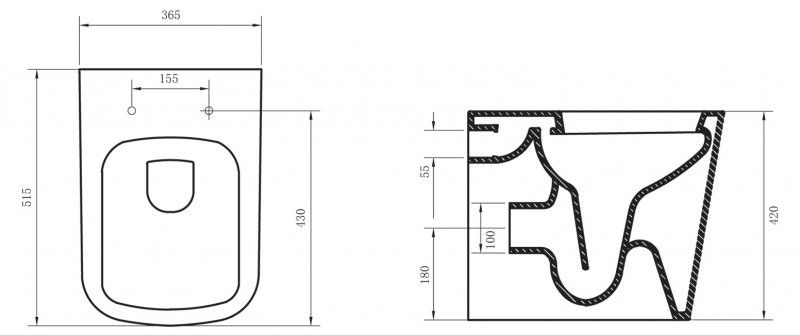 Унитаз приставной BelBagno Albano BB120CBR
