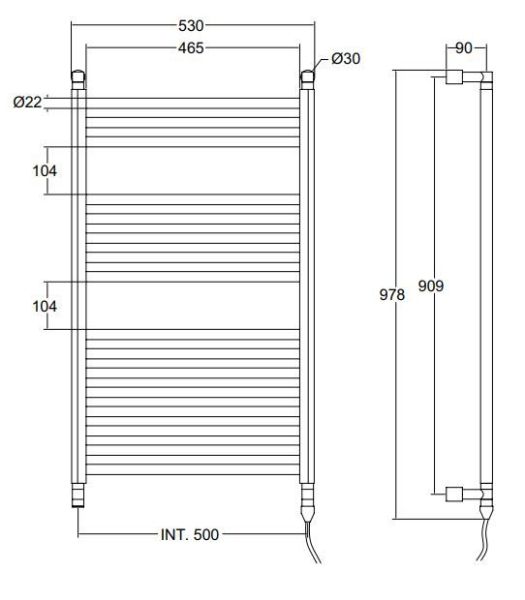 Полотенцесушитель электрический Margaroli Alba 8-564/16 Switch DX BI/NO 50x100 см белый