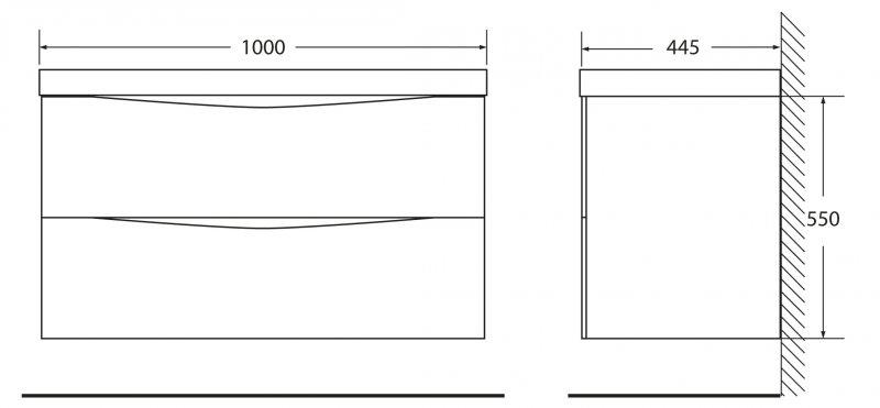 Тумба под раковину BelBagno подвесная 100x53см Bianco Lucido MARINO-1000-2C-SO-BL-P