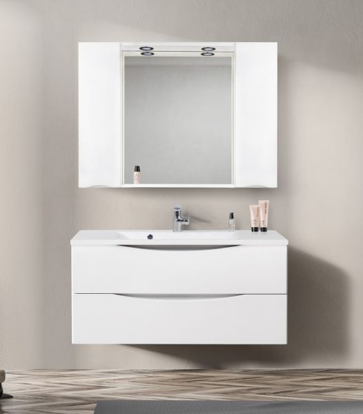Зеркальный шкаф BelBagno с подсветкой 120x75см Bianco Lucido MARINO-SPC-1200/750-2A-BL-P