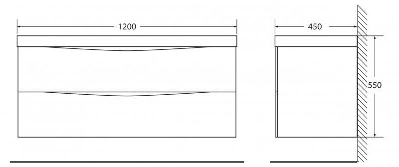 Тумба под раковину BelBagno подвесная 120x53см Rovere Grigio MARINO-1200-2C-SO-RG-P