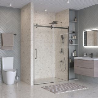 Душевая дверь BelBagno MARINO-2-BF-1-140-C-GM оружейная сталь