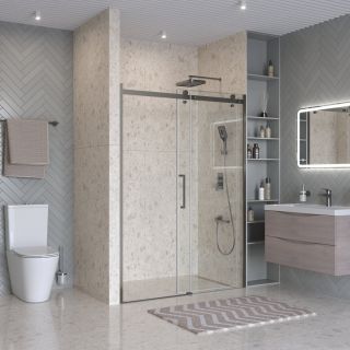 Душевая дверь BelBagno MARINO-2-BF-1-150-C-GM оружейная сталь