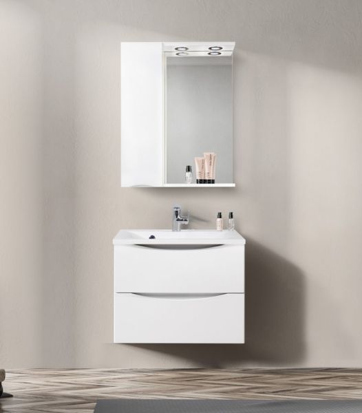 Зеркальный шкаф BelBagno с подсветкой левосторонний 60x75см Bianco Lucido MARINO-SPC-600/750-1A-BL-P-L Зеркальный шкаф BelBagno с подсветкой левосторонний 60x75см Bianco Lucido MARINO-SPC-600/750-1A-BL-P-L