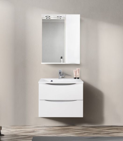 Зеркальный шкаф BelBagno с подсветкой правосторонний 60x75см Bianco Lucido MARINO-SPC-600/750-1A-BL-P-R Зеркальный шкаф BelBagno с подсветкой правосторонний 60x75см Bianco Lucido MARINO-SPC-600/750-1A-BL-P-R