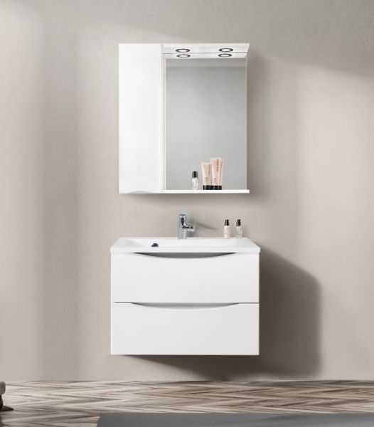 Зеркальный шкаф BelBagno с подсветкой левосторонний 70x75см Bianco Lucido MARINO-SPC-700/750-1A-BL-P-L Зеркальный шкаф BelBagno с подсветкой левосторонний 70x75см Bianco Lucido MARINO-SPC-700/750-1A-BL-P-L