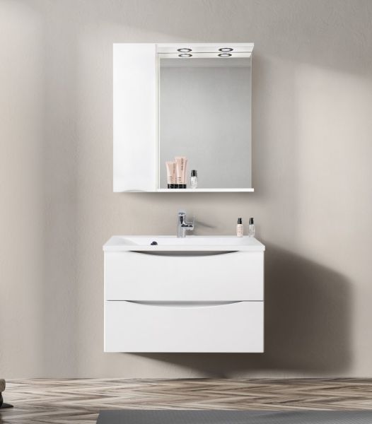 Зеркальный шкаф BelBagno с подсветкой левосторонний 80x75см Bianco Lucido MARINO-SPC-800/750-1A-BL-P-L Зеркальный шкаф BelBagno с подсветкой левосторонний 80x75см Bianco Lucido MARINO-SPC-800/750-1A-BL-P-L