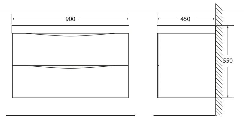 Тумба под раковину BelBagno подвесная 90x53см Nero Lucido MARINO-900-2C-SO-NL-P