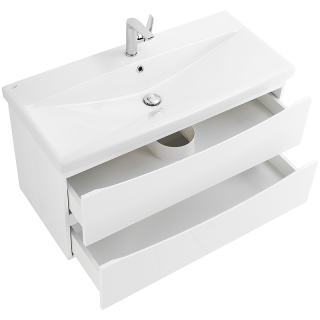 База под раковину BelBagno подвесная с двумя выкатными ящиками, Bianco Opaco, 996x390x500, MARINO-CER-MINI-1000-2C-SO-BO-P белый матовый