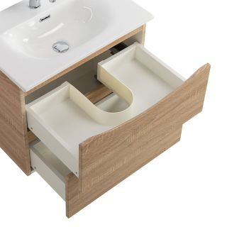 База под раковину BelBagno подвесная с двумя выкатными ящиками, Rovere Bianco, 596x390x500, MARINO-CER-MINI-600-2C-SO-WO-P дуб светлый