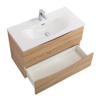 База под раковину BelBagno подвесная с двумя выкатными ящиками, Rovere Bianco, 796x390x500, MARINO-CER-MINI-800-2C-SO-WO-P дуб светлый