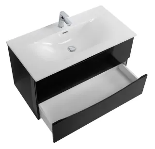 База под раковину BelBagno подвесная с двумя выкатными ящиками, Nero Lucido, 996x457x500, MARINO-CER-N-1000-2C-SO-NL-P черный глянец