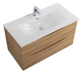 База под раковину BelBagno подвесная с двумя выкатными ящиками, Rovere Bianco, 996x457x500, MARINO-CER-N-1000-2C-SO-WO-P дуб светлый