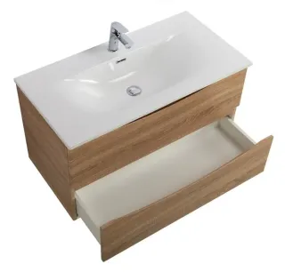 База под раковину BelBagno подвесная с двумя выкатными ящиками, Rovere Bianco, 996x457x500, MARINO-CER-N-1000-2C-SO-WO-P дуб светлый