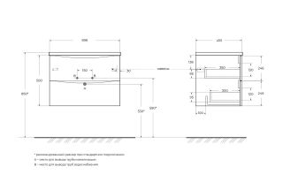 База под раковину BelBagno подвесная с двумя выкатными ящиками, Bianco Opaco, 696x455x500, MARINO-CER-N-700-2C-SO-BO-P белый матовый