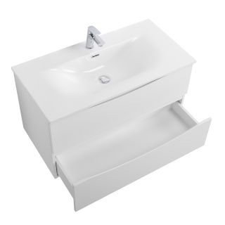 База под раковину BelBagno подвесная с двумя выкатными ящиками, Bianco Lucido, 896x455x500, MARINO-CER-N-900-2C-SO-BL-P белый глянцевый