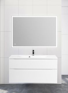 База под раковину BelBagno подвесная с двумя выкатными ящиками, Bianco Lucido, 1100x450x600, MARINO-H60-1100-2C-SO-BL-P белый глянцевый