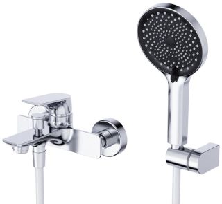 Смеситель BelBagno для ванны и душа в комплекте с ручным душем, шлангом и держателем, хром MARINO-VASM-CRM
