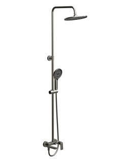 Душевая стойка BelBagno со смесителем и изливом, оружейная сталь MARINO-VSCM-GM