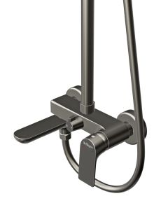 Душевая стойка BelBagno со смесителем и изливом, оружейная сталь MARINO-VSCM-GM