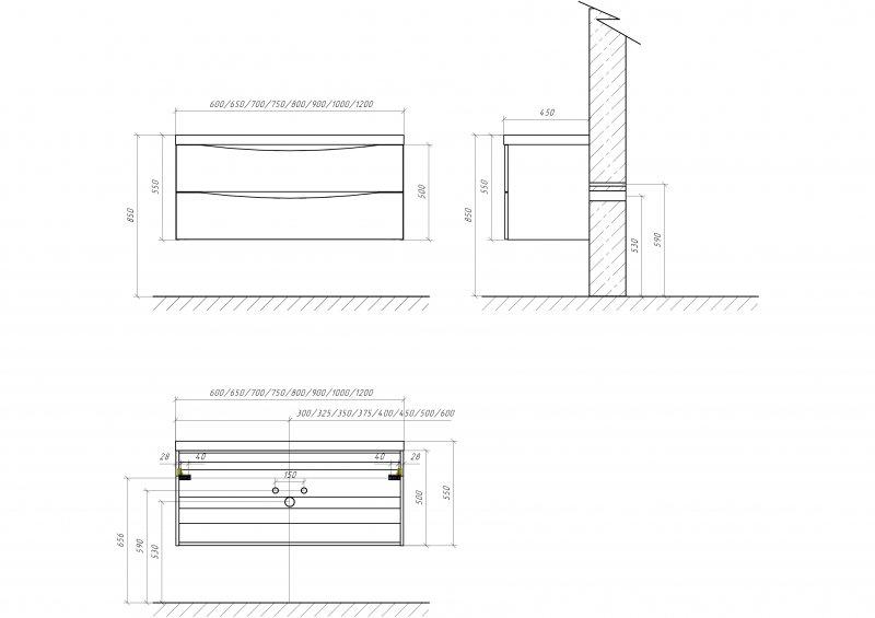 Тумба под раковину BelBagno подвесная 60x55см Nero Lucido MARINO-600-2C-SO-NL-P