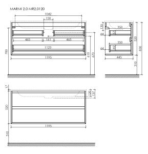 Подвесная тумба под раковину Sancos Marmi 2.0 MR2.0120EG 119см дуб галифакс натуральный