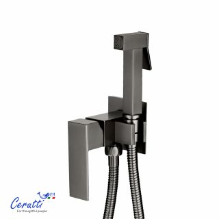 Гигиенический душ со смесителем Ceruttispa РЕЗИЯ (RESIA) SHGR CT12132 серый матовый