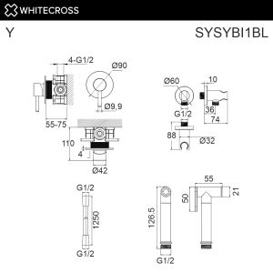 Гигиенический душ WHITECROSS Y SYSYBI1GL золото