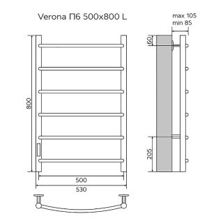 Полотенцесушитель водяной Azario Verona AZ04758W 50x80 см белый
