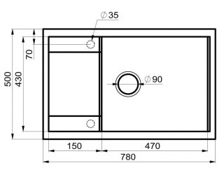 Мойка для кухни Milacio Navarra 78 Cuarzo MC.77051 чёрный матовый