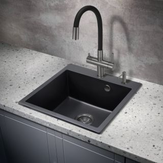 Смеситель для кухни Milacio Ultra 560 MCU.560.GM под фильтр с краном для питьевой воды и гибким изливом вороненая сталь