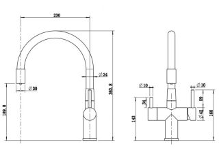 Смеситель для кухни Milacio Ultra MCU.560.TBB под фильтр с краном для питьевой воды и гибким изливом Total Black